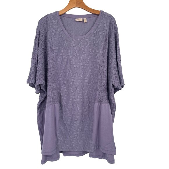 Logo Lavish Womens Textured  Purple Tunic Top Size 5X plus - Picture 1 of 4